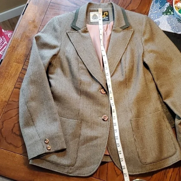 Lee Parker Vintage Brown Pinstripe Pure Wool 2 Button Blazer Est Size S/M - Picture 13 of 14